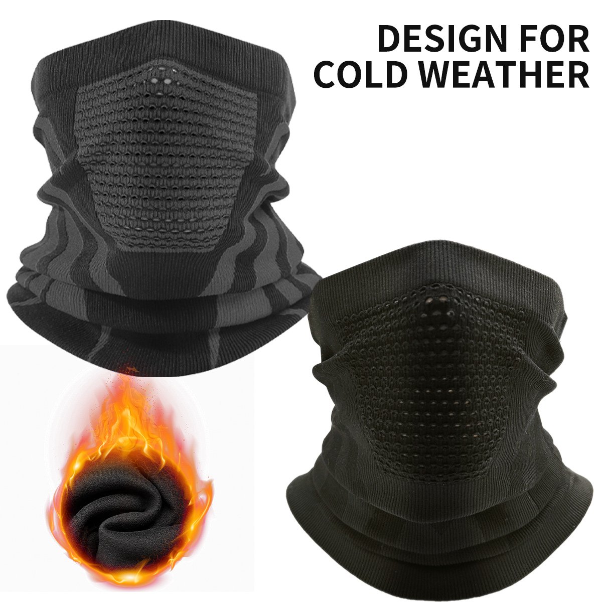 Neck Warmer Balaclava - ผ้าคลุมหน้ากันหนาวแบบเต็มหน้า ผ้าฟลีซอุ่นสบาย ใช้ได้ทั้งชายและหญิง เหมาะสำหรับเล่นกีฬาฤดูหนาว ปิดคลุมใบหน้าและคอ ป้องกันความหนาวเย็น
