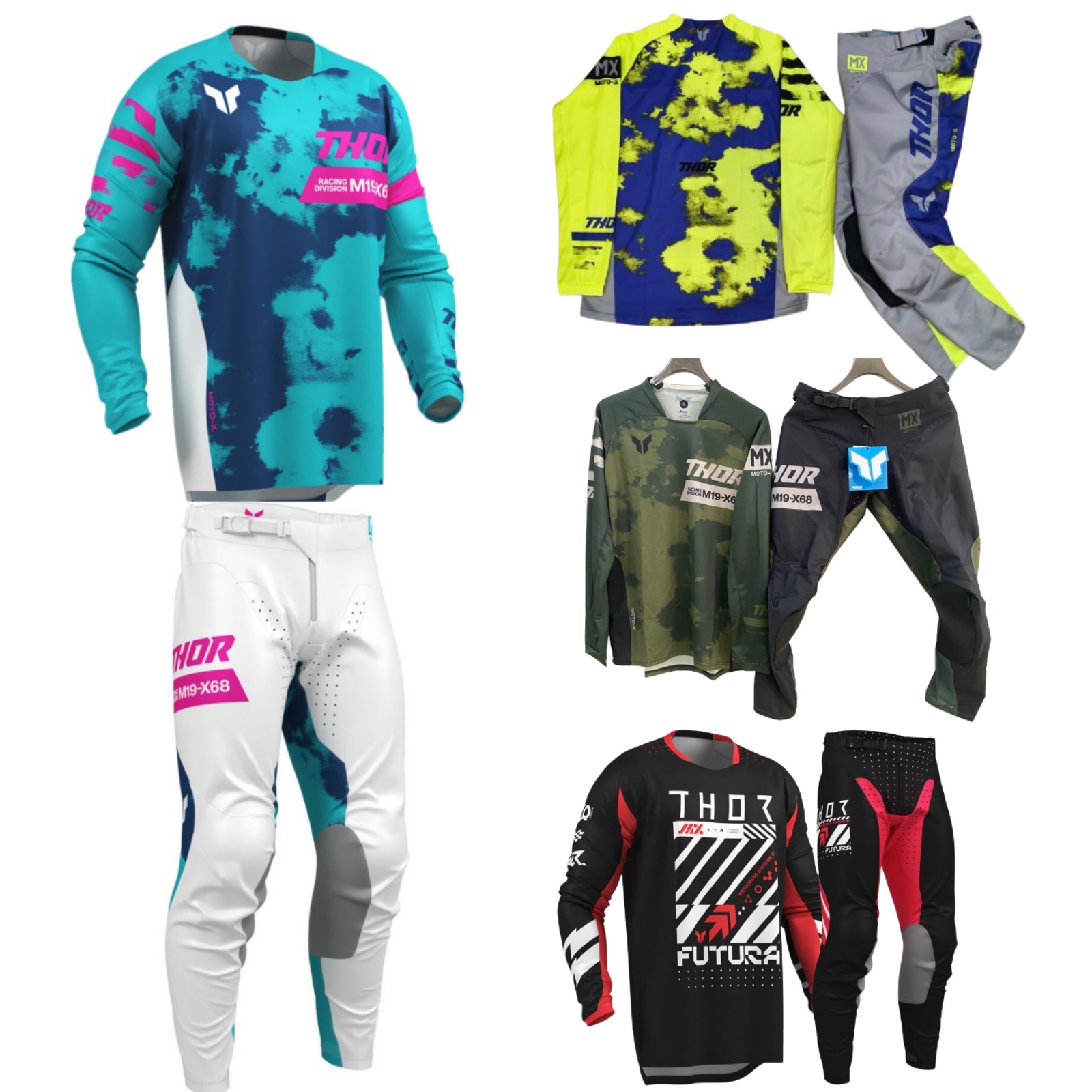 Motorcycle Gear On Sale - ชุดอุปกรณ์มอเตอร์ครอส ชุดเสื้อเจอร์ซีย์ THOR สำหรับรถวิบากแบบออฟโรด ชุดเสื้อเจอร์ซีย์มอเตอร์ไซค์ ชุดคอมโบ