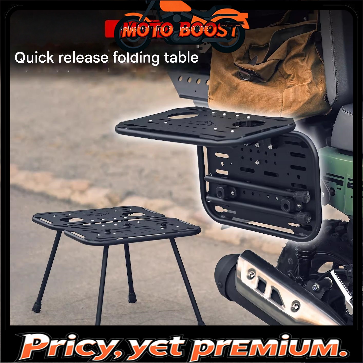Motorcycle Gear Rack - ชุดแร็คท้ายรถมอเตอร์ไซค์แบบถอดเร็วสำหรับ Honda SquareX125 พร้อมโต๊ะพับได้และชุดกระเป๋าข้าง อุปกรณ์เสริมสำหรับการเดินทาง