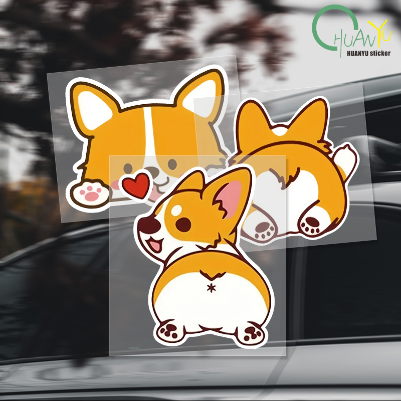 Motorcycle Gear Helmets - รถสติกเกอร์รถการ์ตูน Corgi สติกเกอร์รถยนต์ไฟฟ้ารถจักรยานยนต์ Rain Auto สติกเกอร์สําหรับ