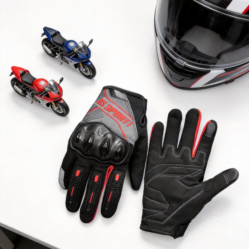 Motorcycle Gear Mesh - ถุงมือมอเตอร์ไซค์แบบเต็มนิ้ว RS ระบายอากาศได้ดี รองรับการสัมผัสหน้าจอ กันลื่น กันกระแทก