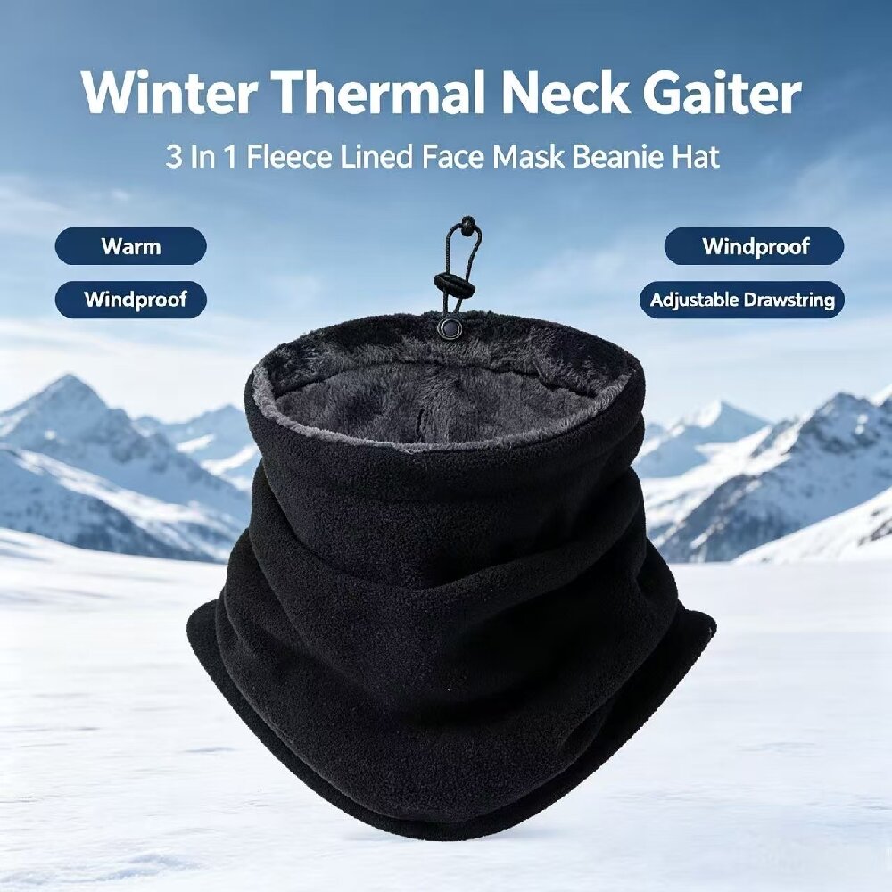 Neck Warmer Balaclava - หน้ากากกันหนาวสำหรับมอเตอร์ไซค์ฤดูหนาว สำหรับผู้ชายและผู้หญิง ผ้าฟลีซกันลม ผ้าพันคออุ่นสำหรับกิจกรรมกลางแจ้ง แคมป์ปิ้ง เดินป่า