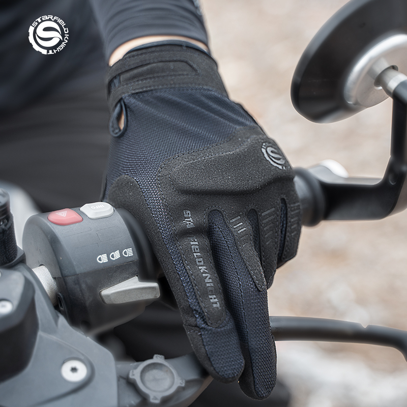 Motorcycle Gear Mesh - Star Field Knight สีดําถุงมือรถจักรยานยนต์ฤดูร้อนตาข่าย Breathable Non-SLIP