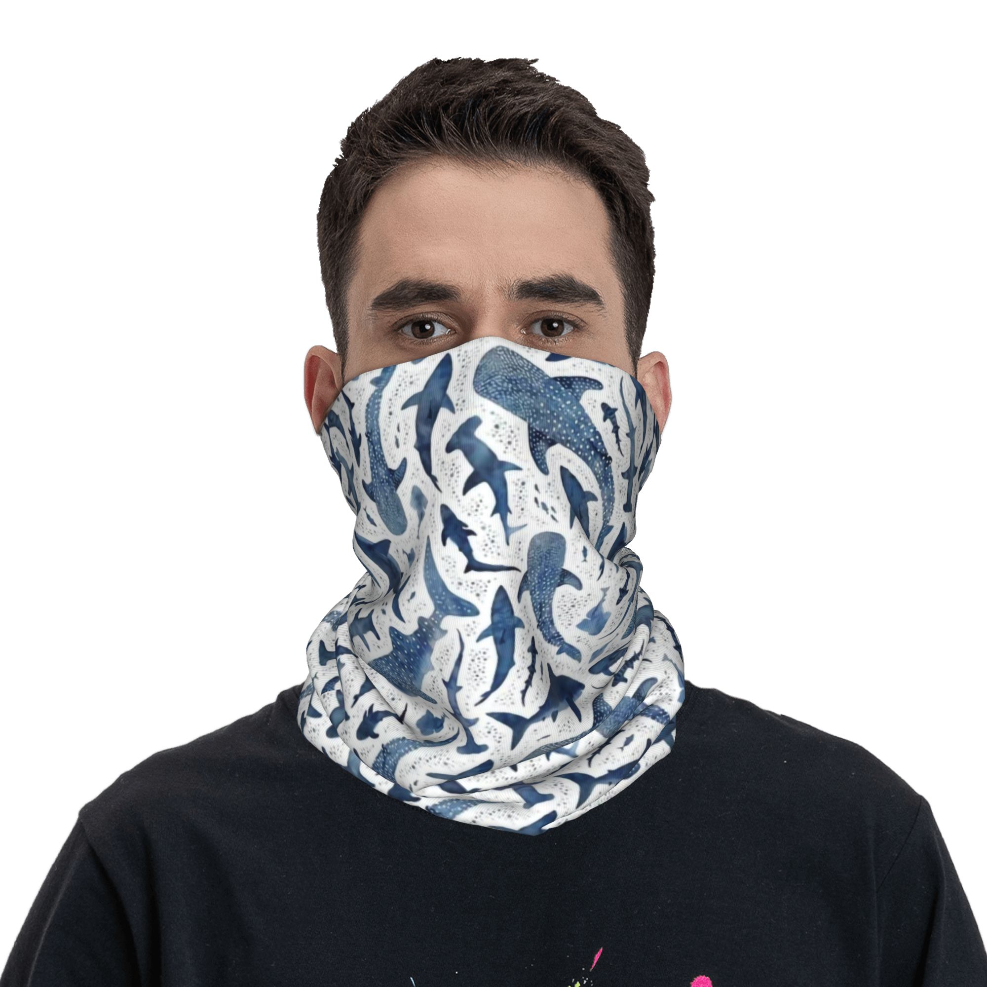 ผ้าคลุมหน้าลายฉลามสีน้ำแบบกำหน - Neck Warmer Balaclava บทวิจารณ์และราคา