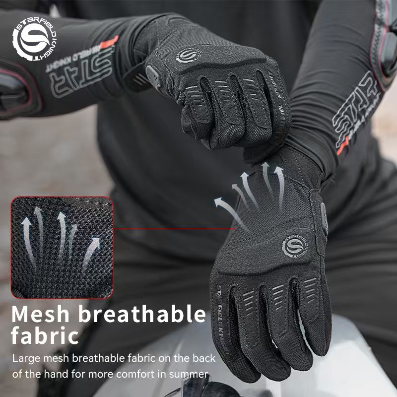 Star Field Knight สีดําถุงมือร - Motorcycle Gear Mesh บทวิจารณ์และราคา